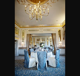 Silver Pintuck Chair Backs on Butter Chair Covers - Agent D'Or - Close House Hotel