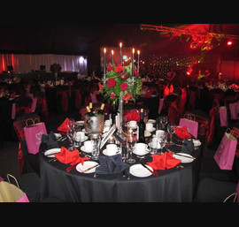 Black and Red Table Linen - Marquee, Close House Hotel