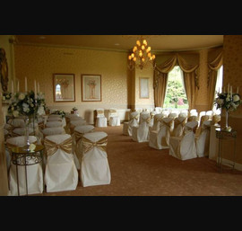 Butter Chair Covers, Gold Satin Bands, Civil Ceremony, Close House Hotel