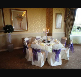 Heather organza bow on Butter Chair Covers, Close House Hotel