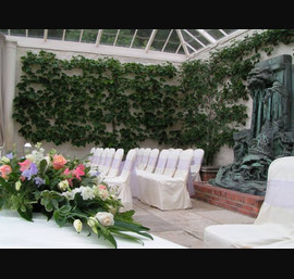 The Orangery - Civil Ceremony Setting, Butter Chair Covers and Lilac Organza Bows, Close House Hotel