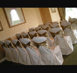 Gold Bands and Butter Chair Covers at Close House Hotel