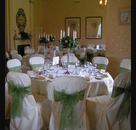 Willow Green Oragnza Bows on Butter Chair Covers, Close House Hotel