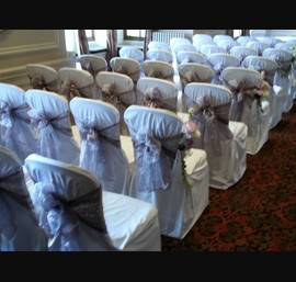 White linen with mink organza and white lace overlay at Crathorne Hall