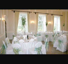 Made to Measure Chair Covers - Mint Green and Gold Sash, The Newton Room, Dissington Hall