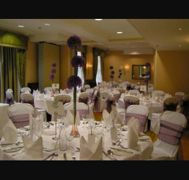 Durham Marriott Royal County - White Chair Covers with Heather Organza Bow