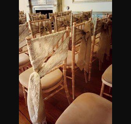 Hessian and Lace Bows for Chiavari Chairs