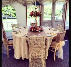 Vintage Inspired Flock Chair Veils made to measure Chiavari Chairs with Alternating Sequin Chair Caps and Champagne Organza Bows