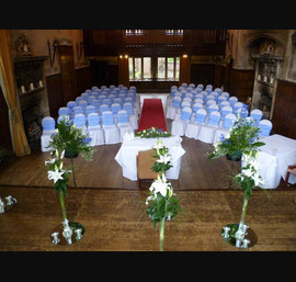 Royal Blue Organza Sash, White Chair Covers - Civil Ceremony, Redworth Hall Hotel