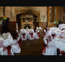 Russett Pearl Organza Bows on Whte Chair Covers, Redworth Hall Hotel, Darlington