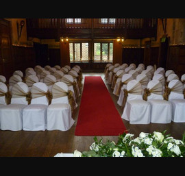 Bronze Organza Bows, White Chair Covers, Redworth Hall Hotel, Photo c/o Mike Kellett, Toast Master