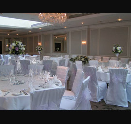 Pale Lilac Organza Bows on White Chair Covers, Rockliffe Hall Hotel, The Rockliffe Suite