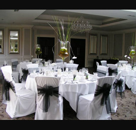 Rockliffe Hall Hotel, Black organza bow on White Chair Covers, The Rockliffe Suite