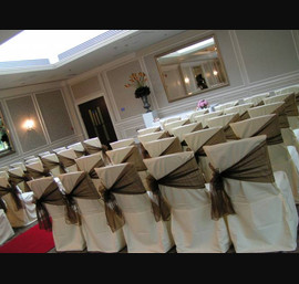 Chocolate Side Sash on Butter Chair Covers - Civil Ceremony - The Rockliffe Suite, Rockliffe Hall Hotel