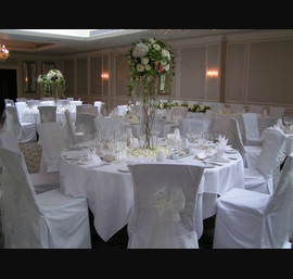 White Organza bows on White Chair Covers - The Rockliffe Suite, Rocklfife Hall Hotel
