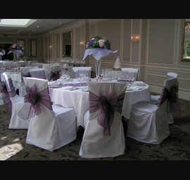 Heather Sash on White Chair Covers, The Rockliffe Suite, Rockliffe Hall Hotel