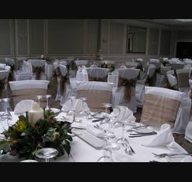 Bronze Sashes on White Chair Covers, The Rockliffe Suite, Rockliffe Hall Hotel