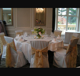 Vintage Flock on White Chair Covers, The Rockliffe Suite, Rockliffe Hall Hotel