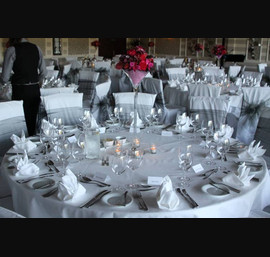 Rockliffe Hall Summer Ball, The Grassholme Suite. White Chair Covers with Silver Organza Bows, Rockliffe Hall Hotel