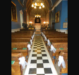 Wynyard Chapel, White Sashes on Pew Ends