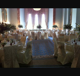 Wynyard Hall Ballroom - Jacquard Chair Covers with Gold Flock Sash