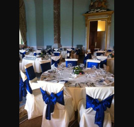 Wynyard Hall Ballroom - Satin Navy Sashes, Flowers by Adam Prest