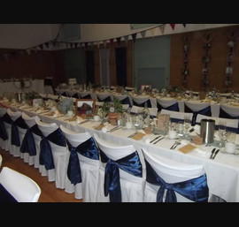 Navy Blue Satin Sashes at Slaidburn Village Hall (chair covers are venues own)