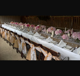 Hessian sashes with Lace inserts in the Deer house