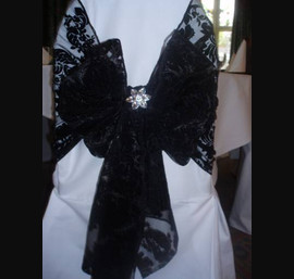 Black flocked organza bow