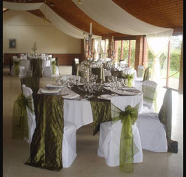 The Grantham Roon, Newby Hall, Green pintook chair veils, and green organza sashes