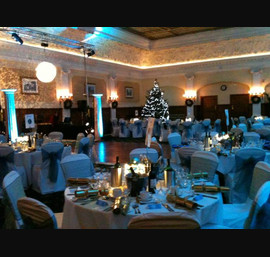 Sea green Organza sashes on White Chair Covers at The Old Swan hotel, Harrogate
