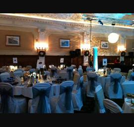 Sea green Organza sashes on White Chair Covers at The Old Swan hotel, Harrogate