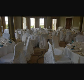 White flocked Organza sashes on White Chair Covers at Rudding Park, Harrogate