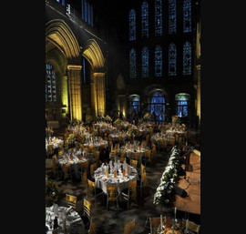 Yellow Organza sashes at the 100 days to the Tour de France dinner, Ripon Cathedral
