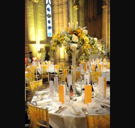 Yellow Organza sashes at the 100 days to the Tour de France dinner, Ripon Cathedral