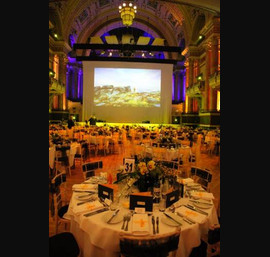 Black and yellow Organza sashes at the Tour de France gala dinner, Leeds Town Hall