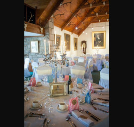 Ivory Taffeta Sashes on White Chair Covers at Glen Tanar