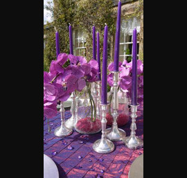 Purple pintuck taffeta table runner