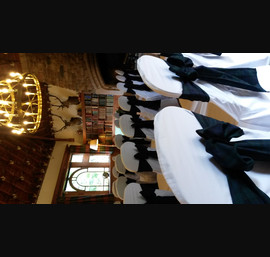 Tartan sashes on White Chair Covers at Glen Tanar