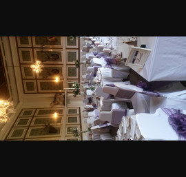 Heather Sashes on White Chair Cover at Drumtochty Castle