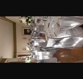 Silver Organza Sashes on White Chair Covers at Fasque Castle