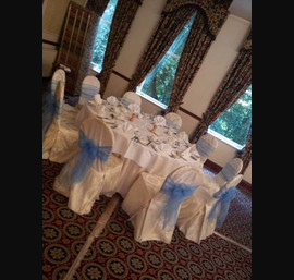 Cornflower Blue Sashes at Norwood Hall
