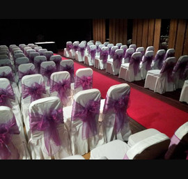 Purple/Pink Sashes (on the venue's own covers) at the Holiday Inn, Westhill