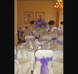 Lilac single bow on white chair cover