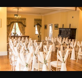 Chiffon Shoulder Drapes on Limewash Chiavari Chairs