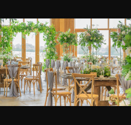 Grey Chiffon Drapes at The Out Barn