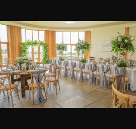 Grey Chiffon Drapes at The Out Barn