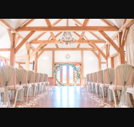 Sage Chiffon Drapes at Sandhole Oak Barn. Photo credit: Sophie Siddons Photography