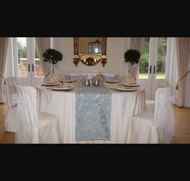 Duck egg blue flock table runner