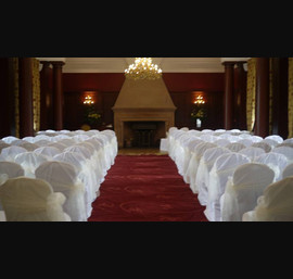 White Chair Covers and Ivory & Lace bows at Doxford Hall